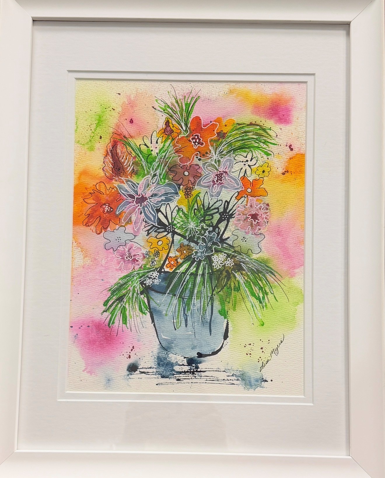 Flowers in a Blue Pot